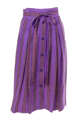 1970s Yves Saint Laurent YSL Vintage Purple Striped Skirt w/ Belt