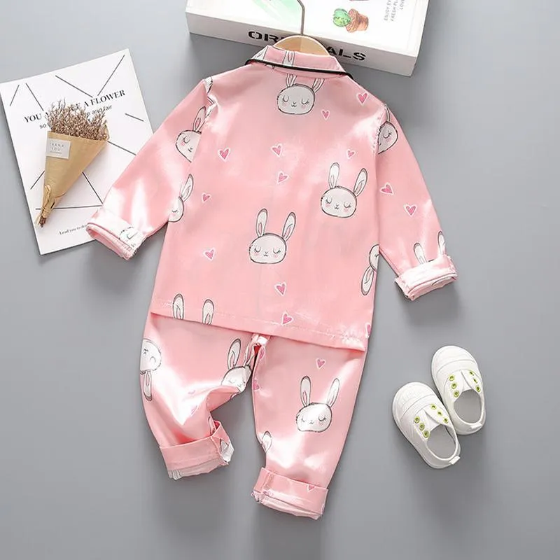 2-piece Rabbit Pattern Pajamas for Toddler Girl Children's Clothing