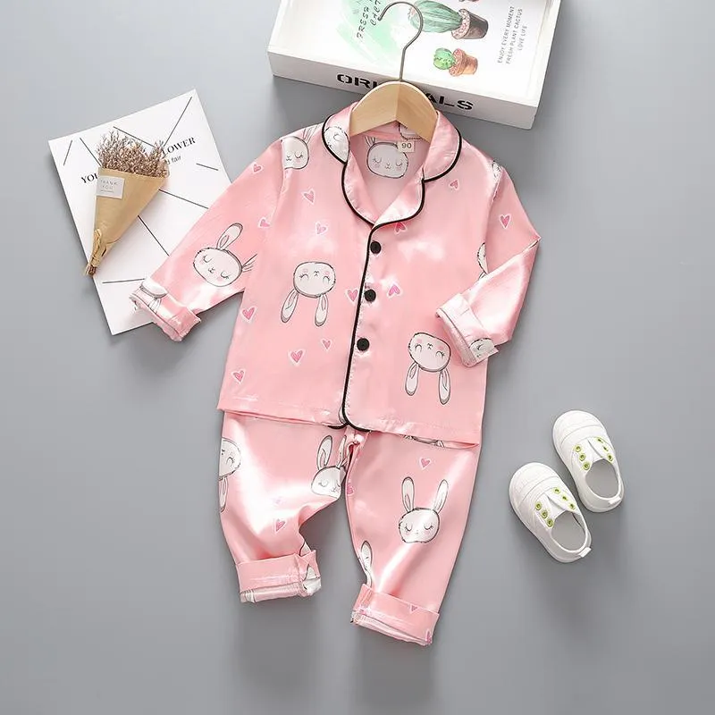 2-piece Rabbit Pattern Pajamas for Toddler Girl Children's Clothing