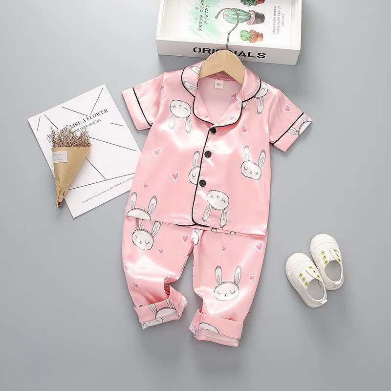 2-piece Rabbit Pattern Pajamas for Toddler Girl Children's Clothing