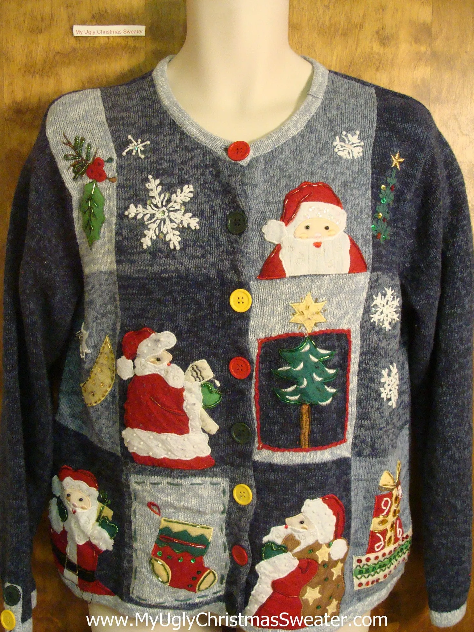 80s Patchwork Santa Funny Christmas Sweater