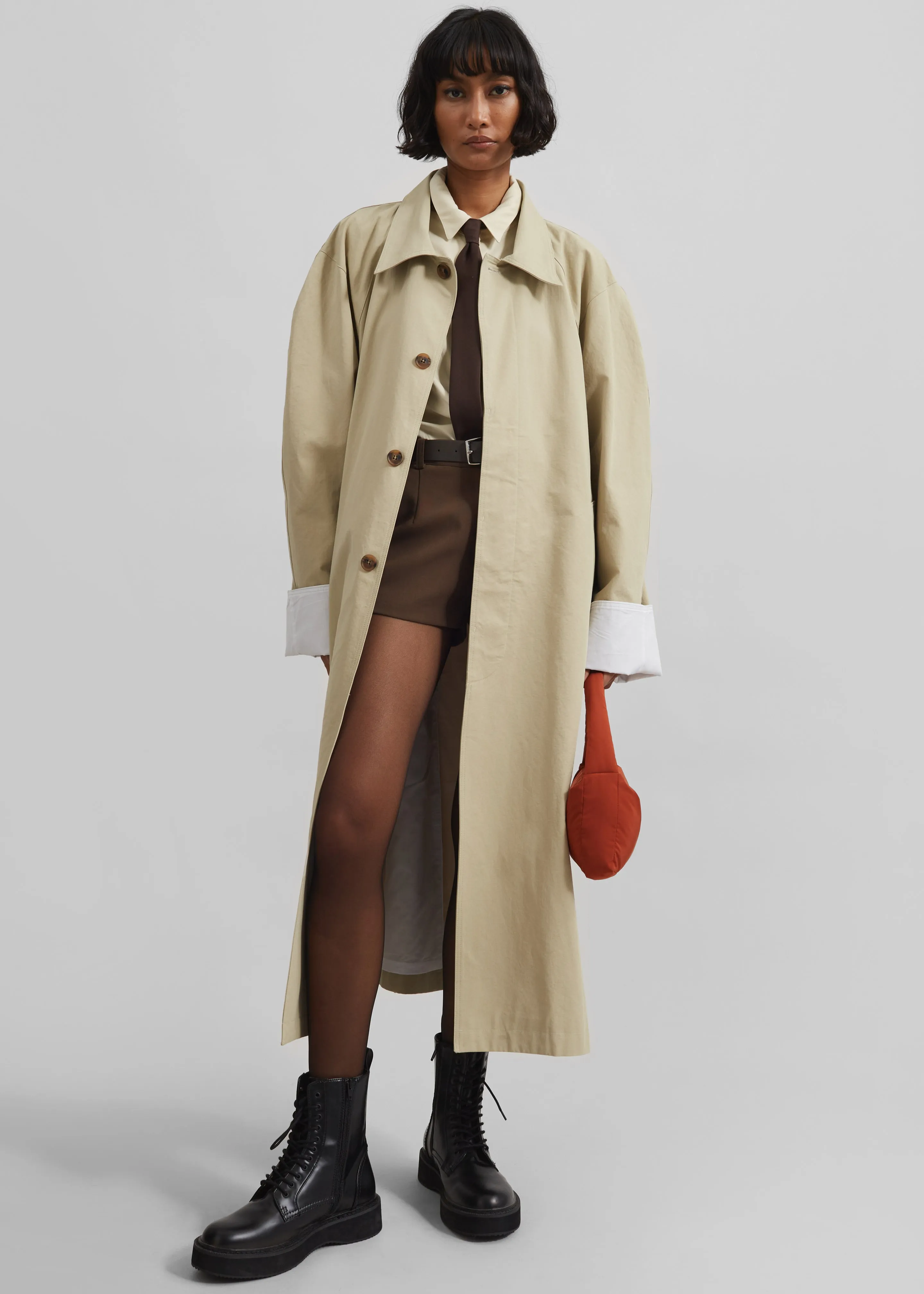 Arlise Oversized Trench Coat - Beige