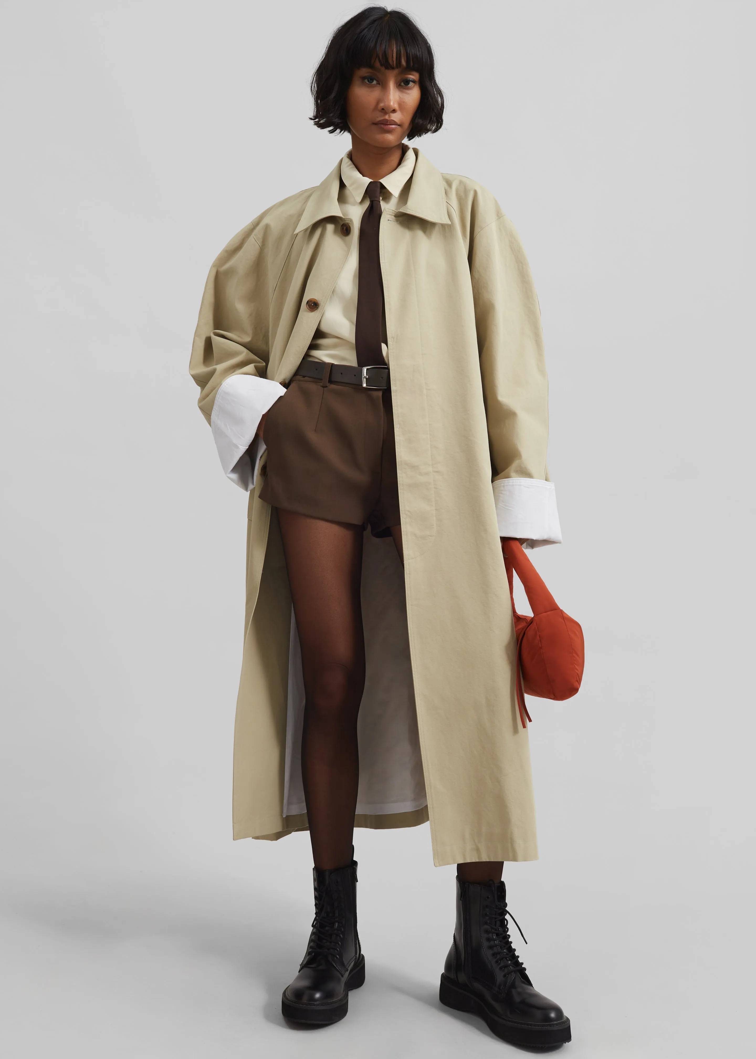 Arlise Oversized Trench Coat - Beige