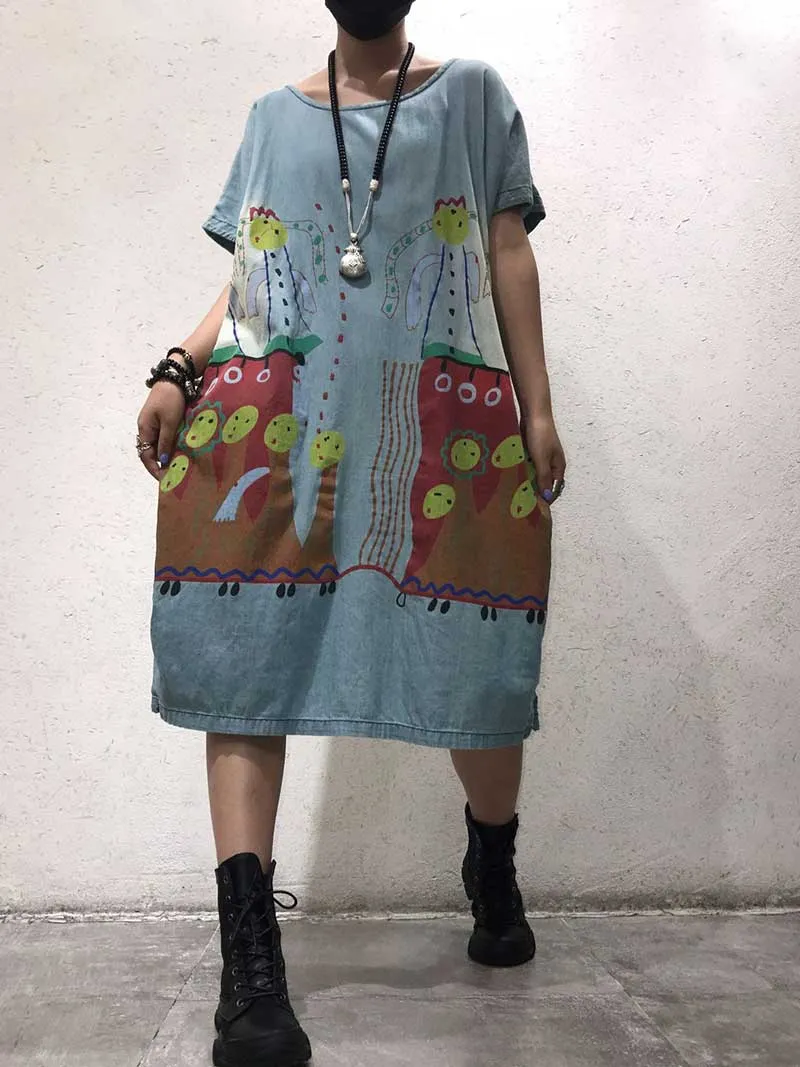 As My Heart Cartoon Printed Midi Dress