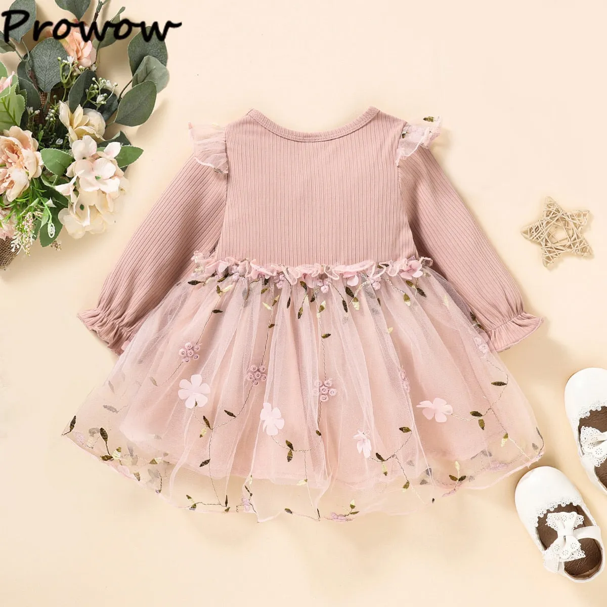 Baby Girl Dress Long Sleeve Cartoon Cute Floral Dresses - BTGD8490