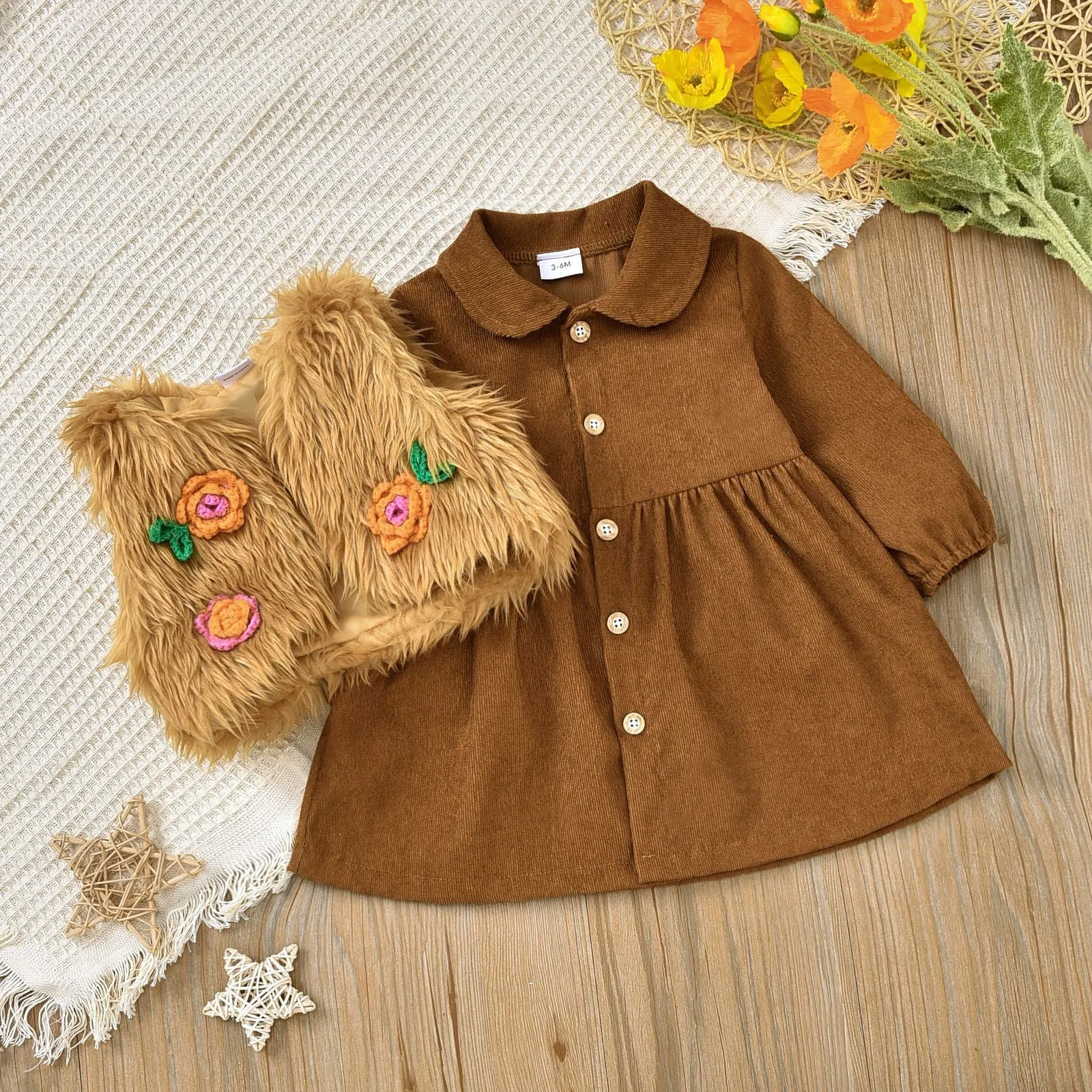 Baby Girl Dress Long Sleeve Cartoon Cute Floral Dresses - BTGD8490