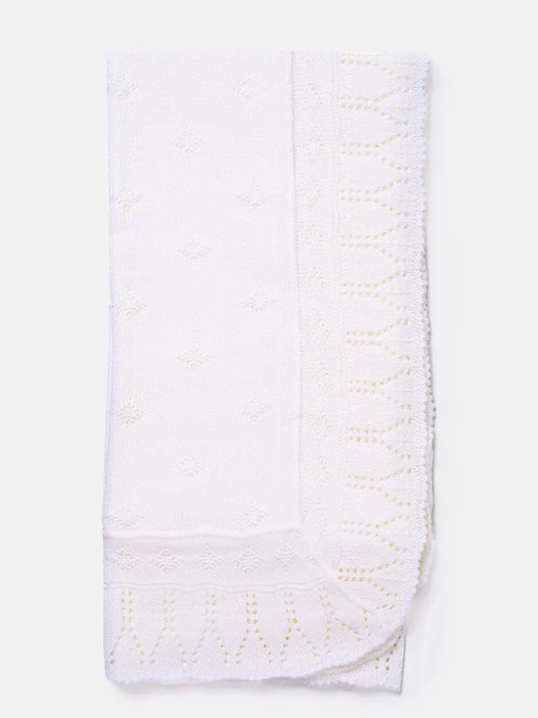 Baby Spanish Chic Knitted Shawl - White