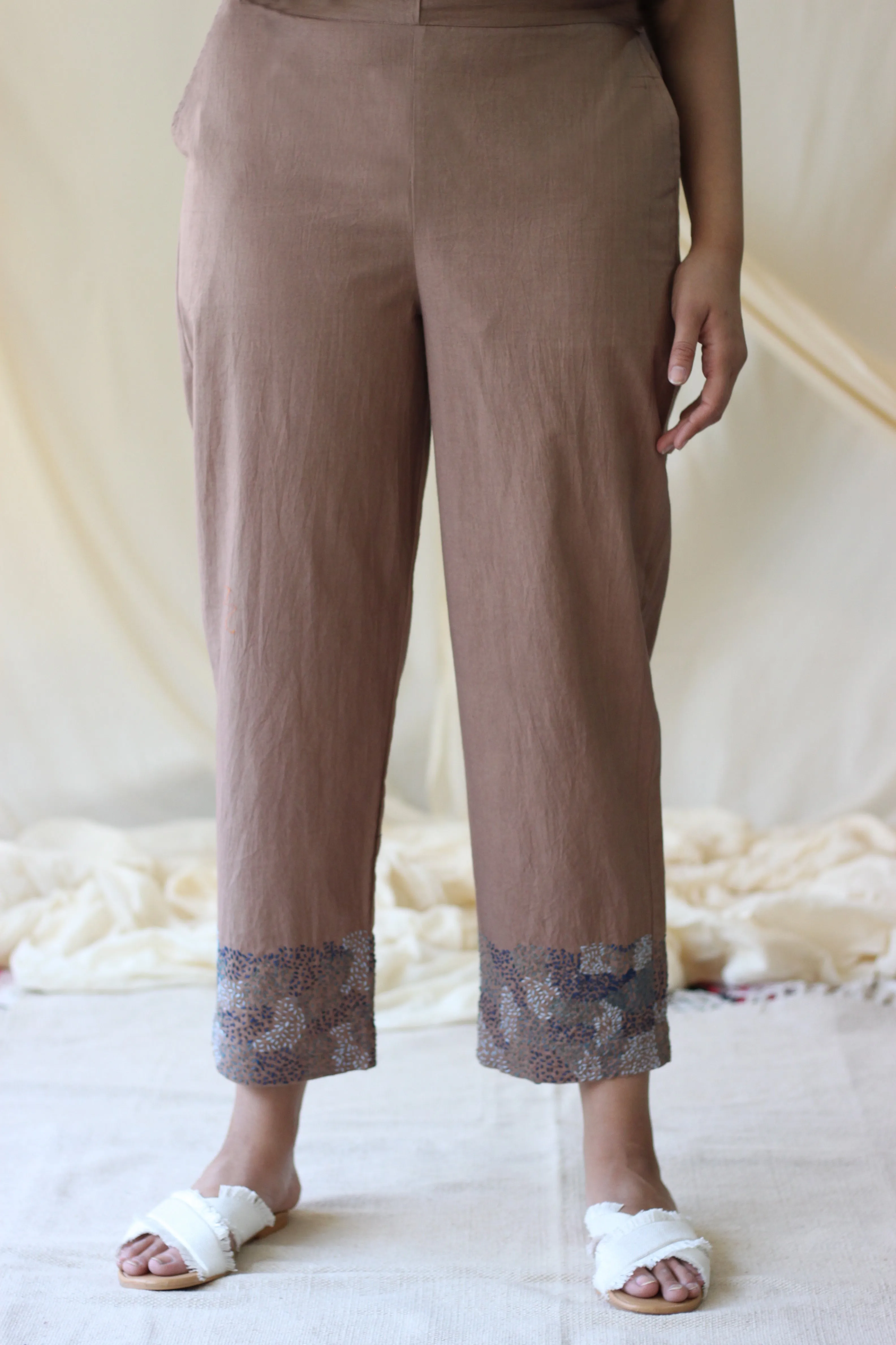 Beige Straight Pants