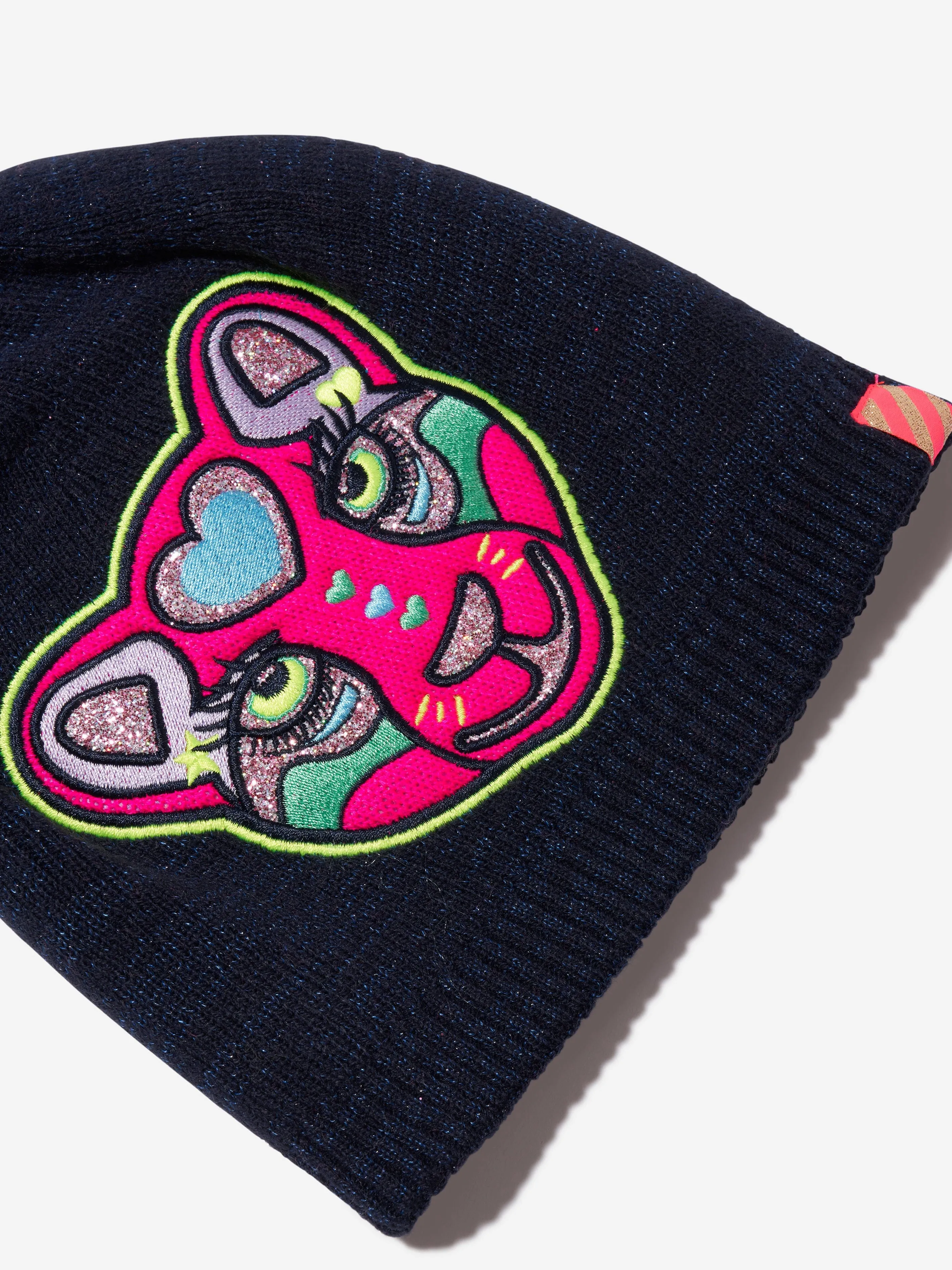 Billieblush Girls Tiger Bobble Hat in Navy