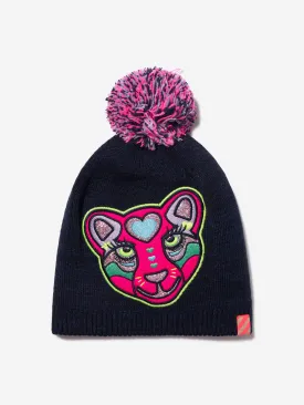 Billieblush Girls Tiger Bobble Hat in Navy