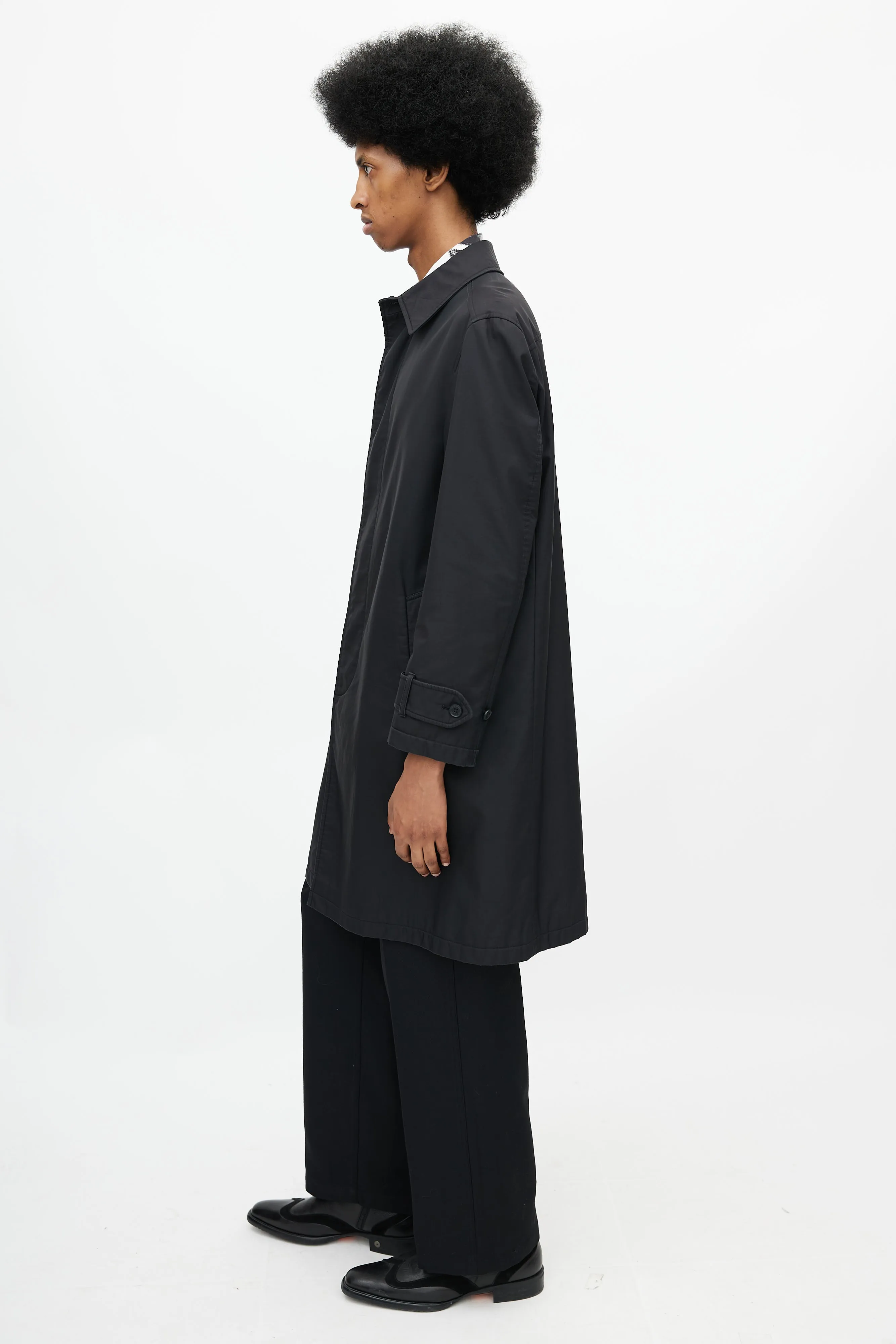 Black Nylon Trench Coat