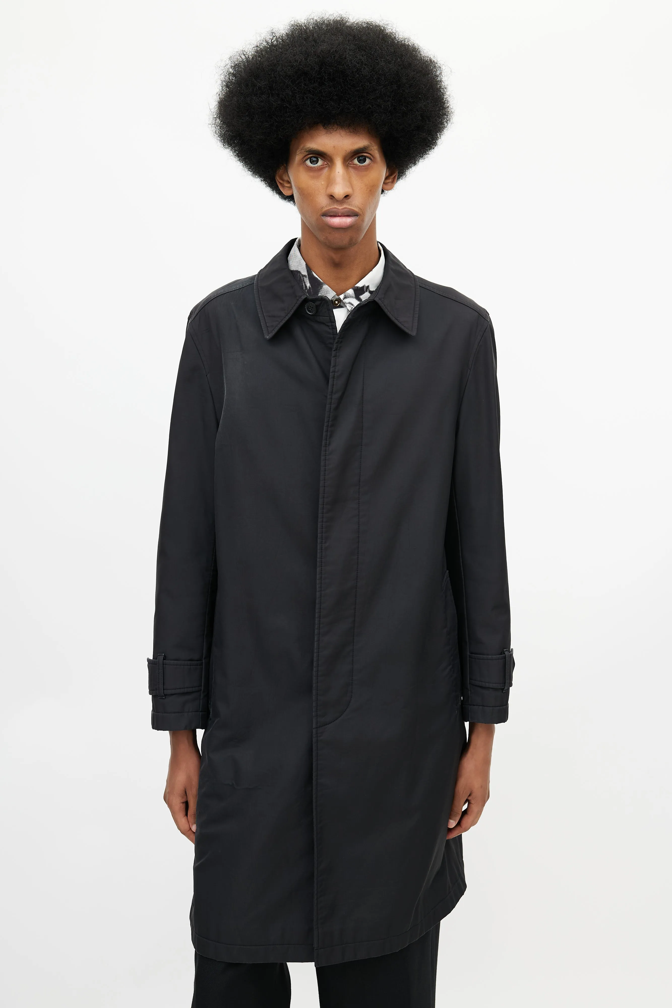 Black Nylon Trench Coat