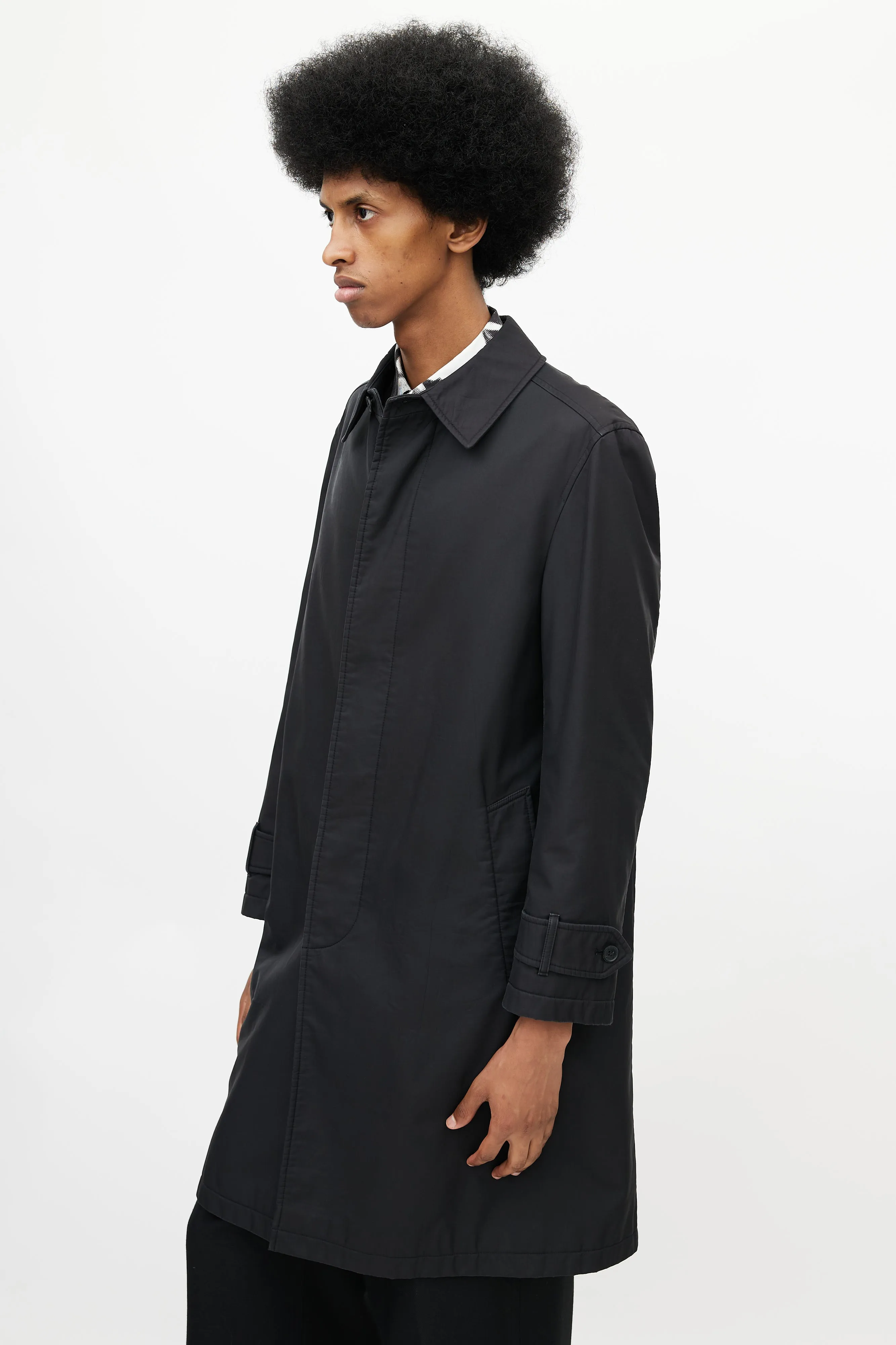 Black Nylon Trench Coat