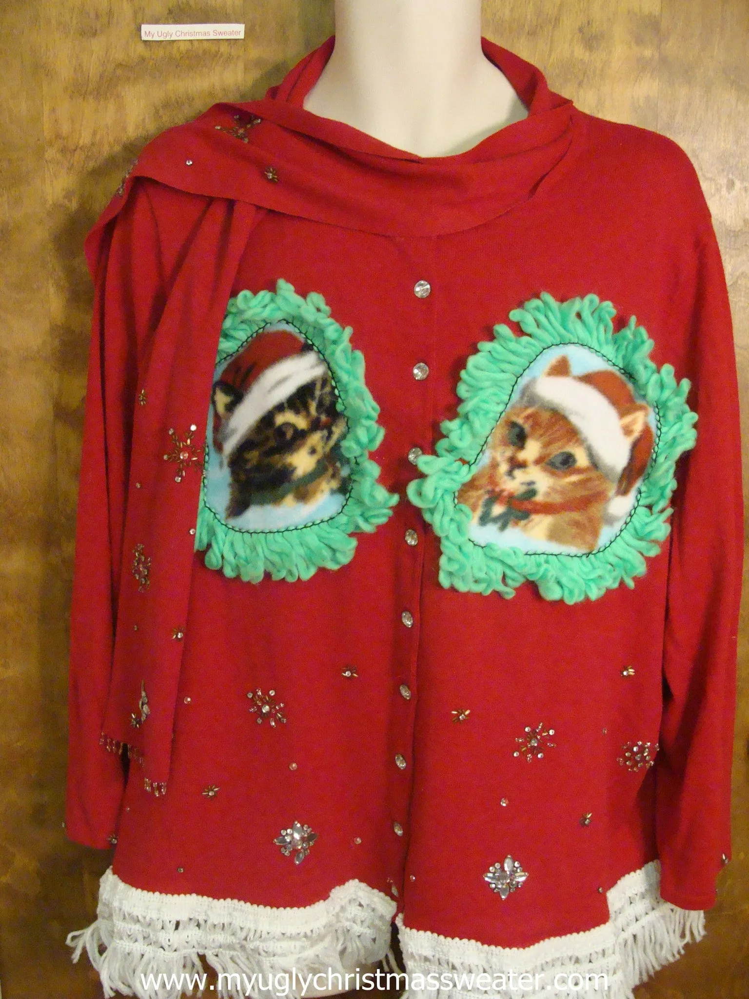 Bling Accents Christmas Cat Ugly Sweater