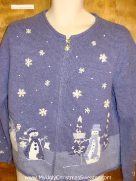 Blue Snowman Themed Horrible Christmas Sweater