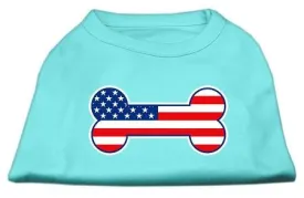 Bone Shaped American Flag Screen Print Shirts  Aqua XS (8)