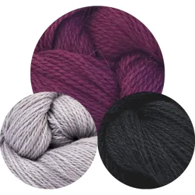 Bronwyn Shawl Kit (Boysenberry, Cloud Grey, Ink Black)