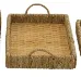 BROWN BAMBOO WOVEN TRAY WITH HANDLES