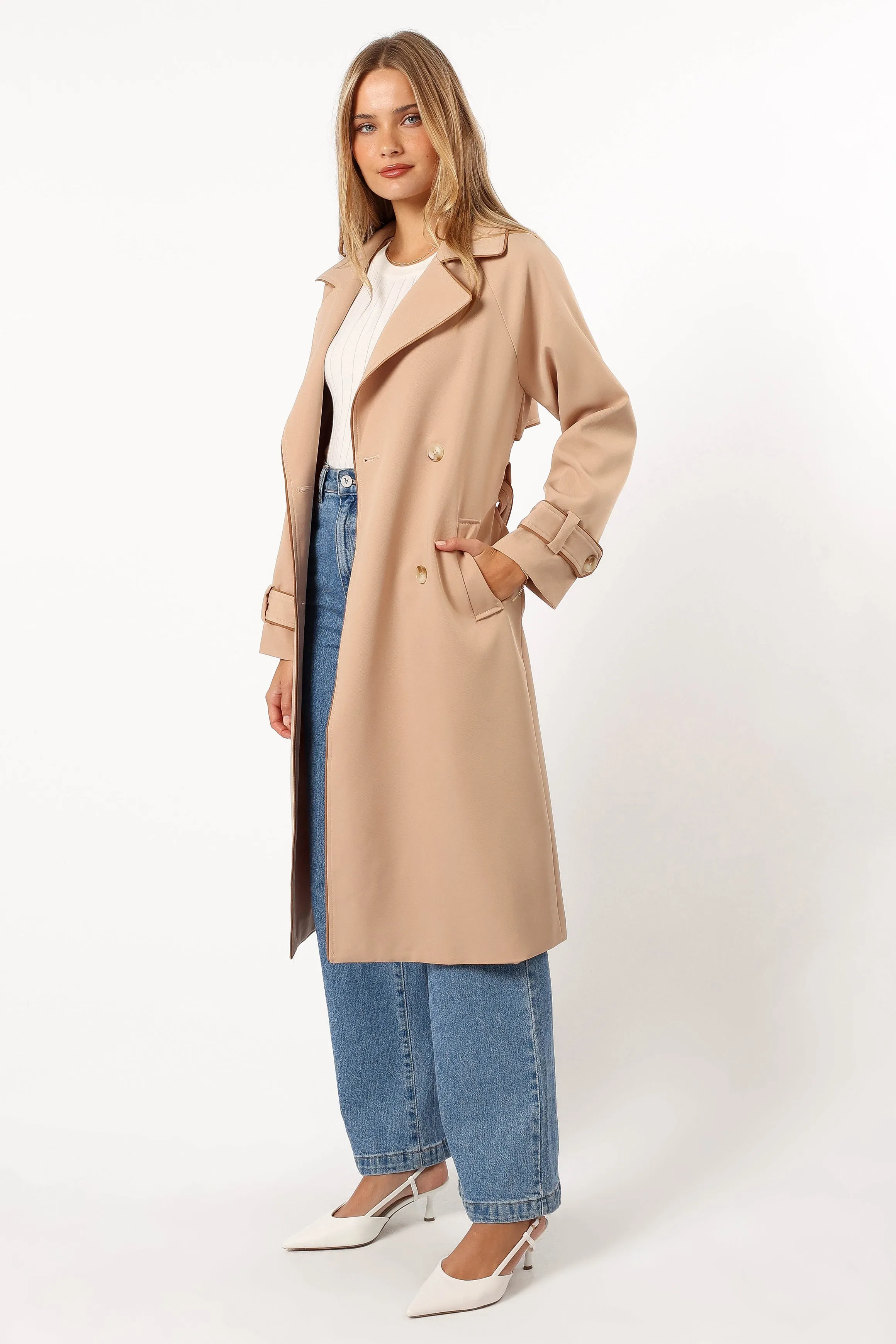 Cayenne Contrast Binding Trench Coat - Camel