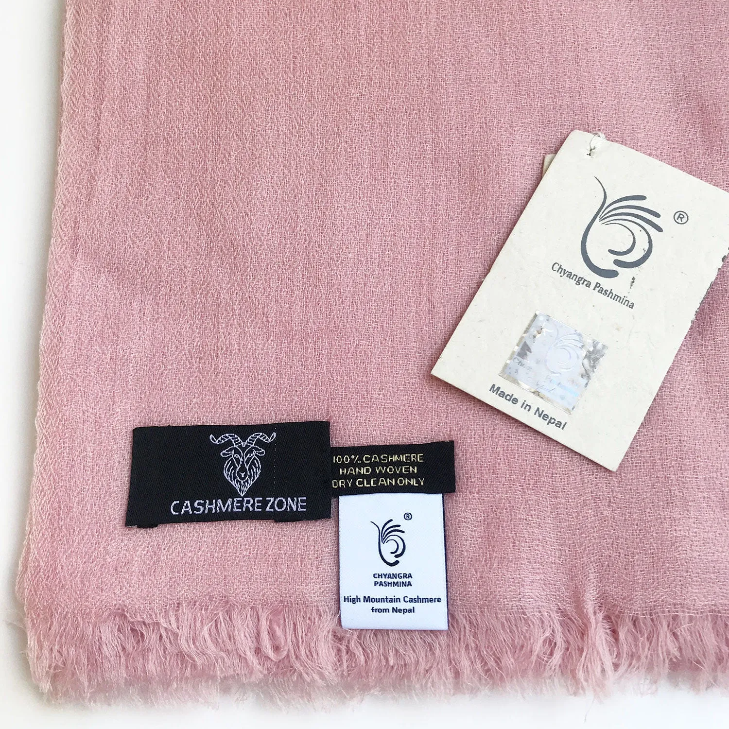 Diamond Weave Pure Pashmina Shawl Pink