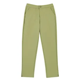 ENRO High-Waisted Capri Pants With Side Pockets - Green