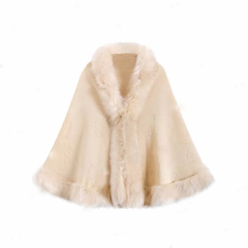 Faux Fur Shawl Wrap Bridal Winter Fur Cape Wedding Evening Party Shawl