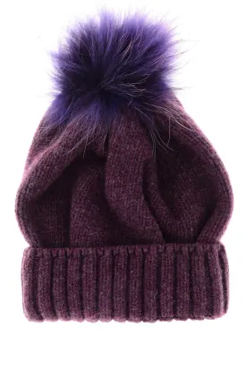 FLUFFY Burgundy Knitted Fur Beanie