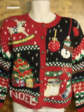 Fun 80s Busy Tacky Christmas Sweater