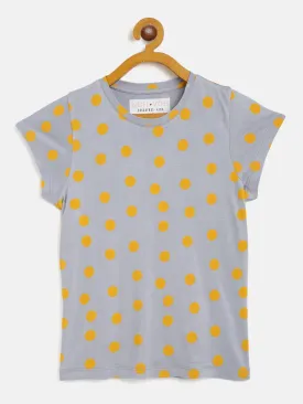 Girls Grey & Yellow Polka Dot T-Shirt