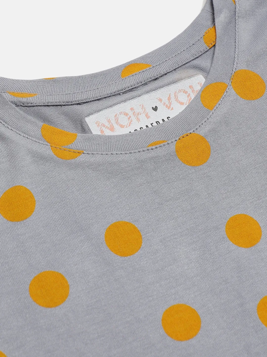 Girls Grey & Yellow Polka Dot T-Shirt