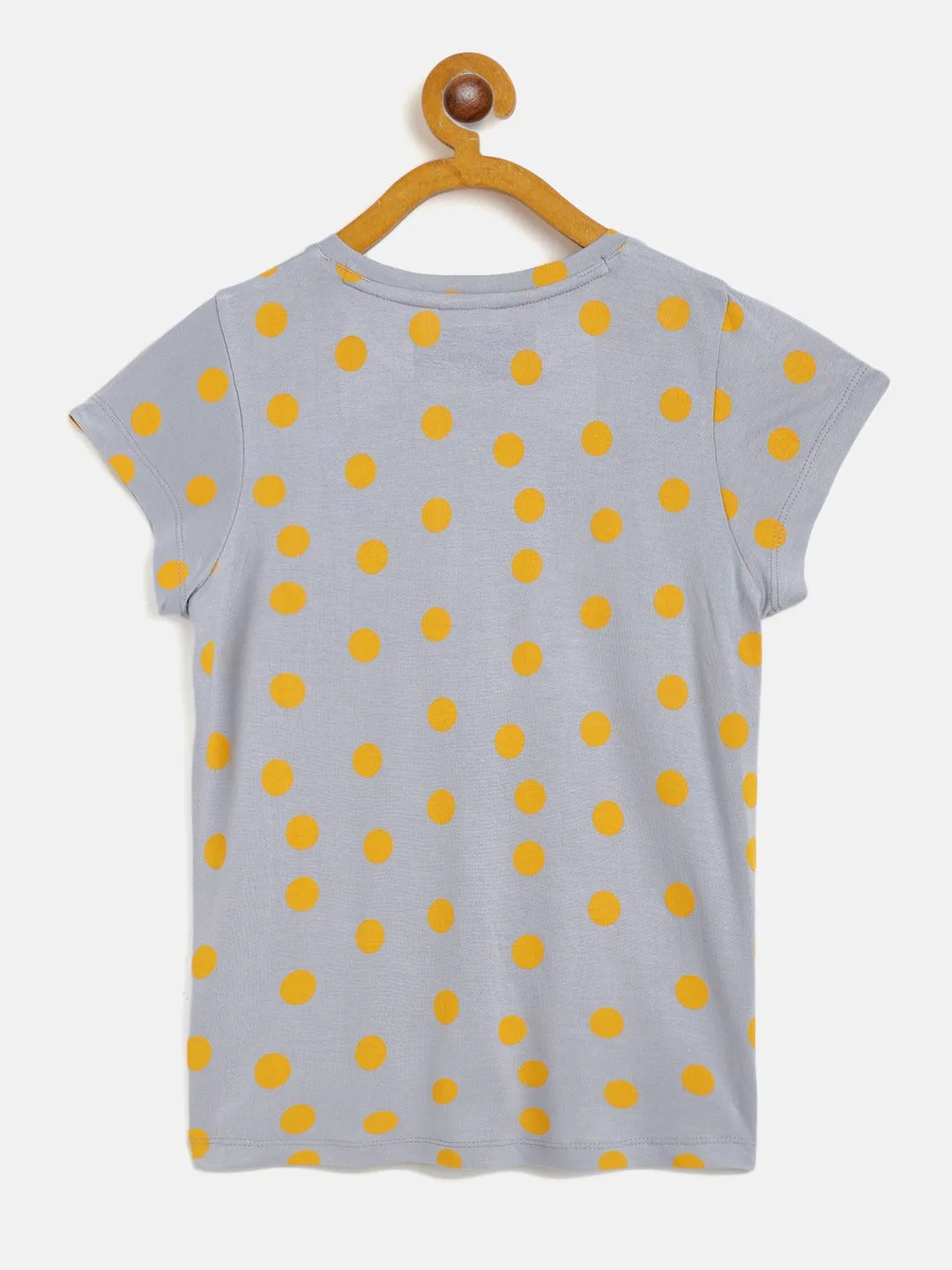 Girls Grey & Yellow Polka Dot T-Shirt