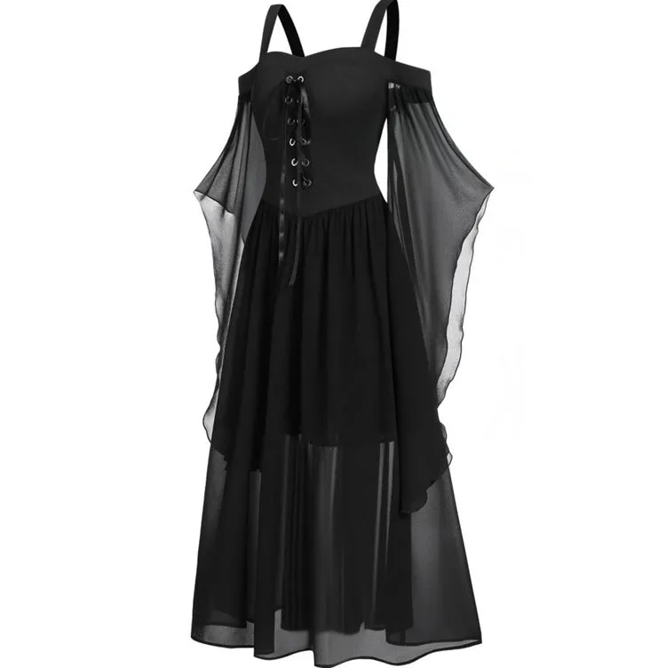 Halloween Witch Sling Strap Sexy Big One Piece Dress