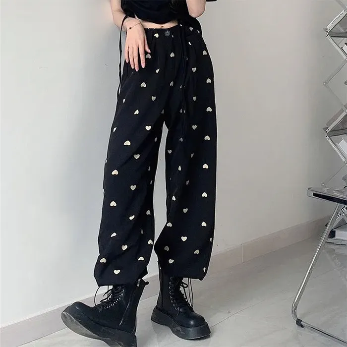 Heart Print Balloon Pants