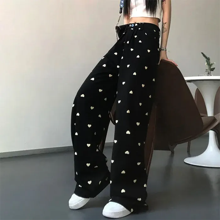 Heart Print Balloon Pants