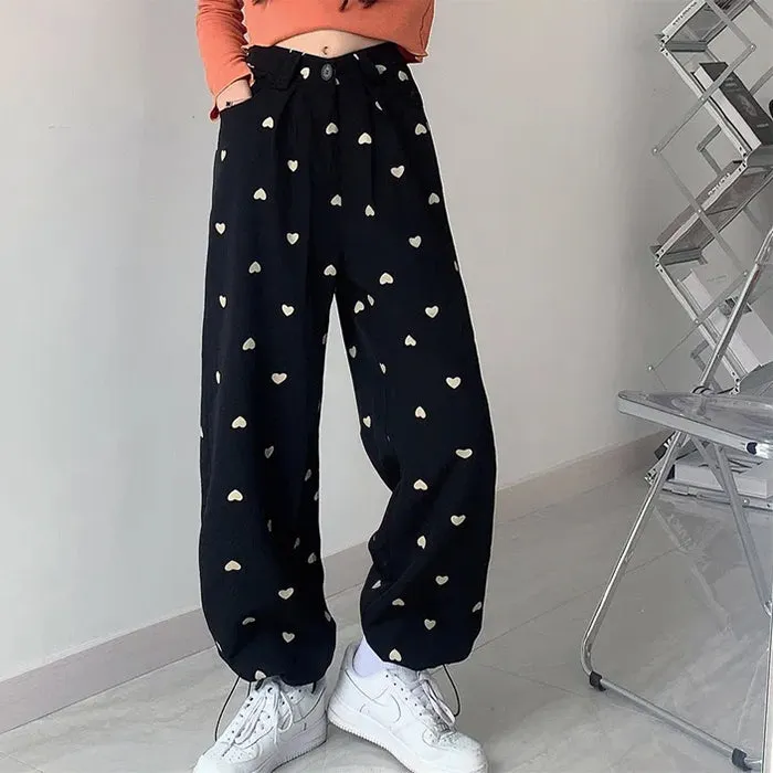 Heart Print Balloon Pants