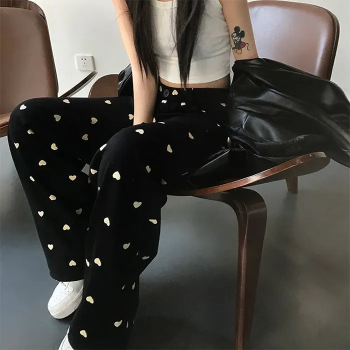 Heart Print Balloon Pants