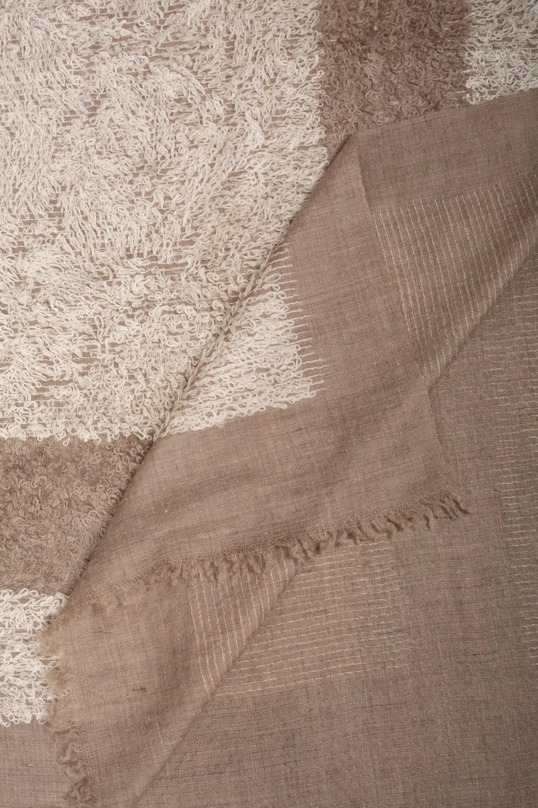 Heather French Taupe And Ivory Dourdar Pashmina Shawl