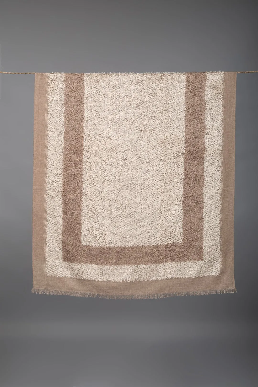 Heather French Taupe And Ivory Dourdar Pashmina Shawl