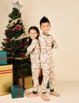 Holiday Vintage Christmas Bamboo Kids Pajamas Toddler Set: 2T