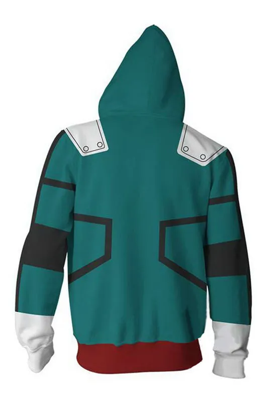 Hoodie Boku no Hero Izuku Midoriya Deku Zip Up Sweatshirt Unisex