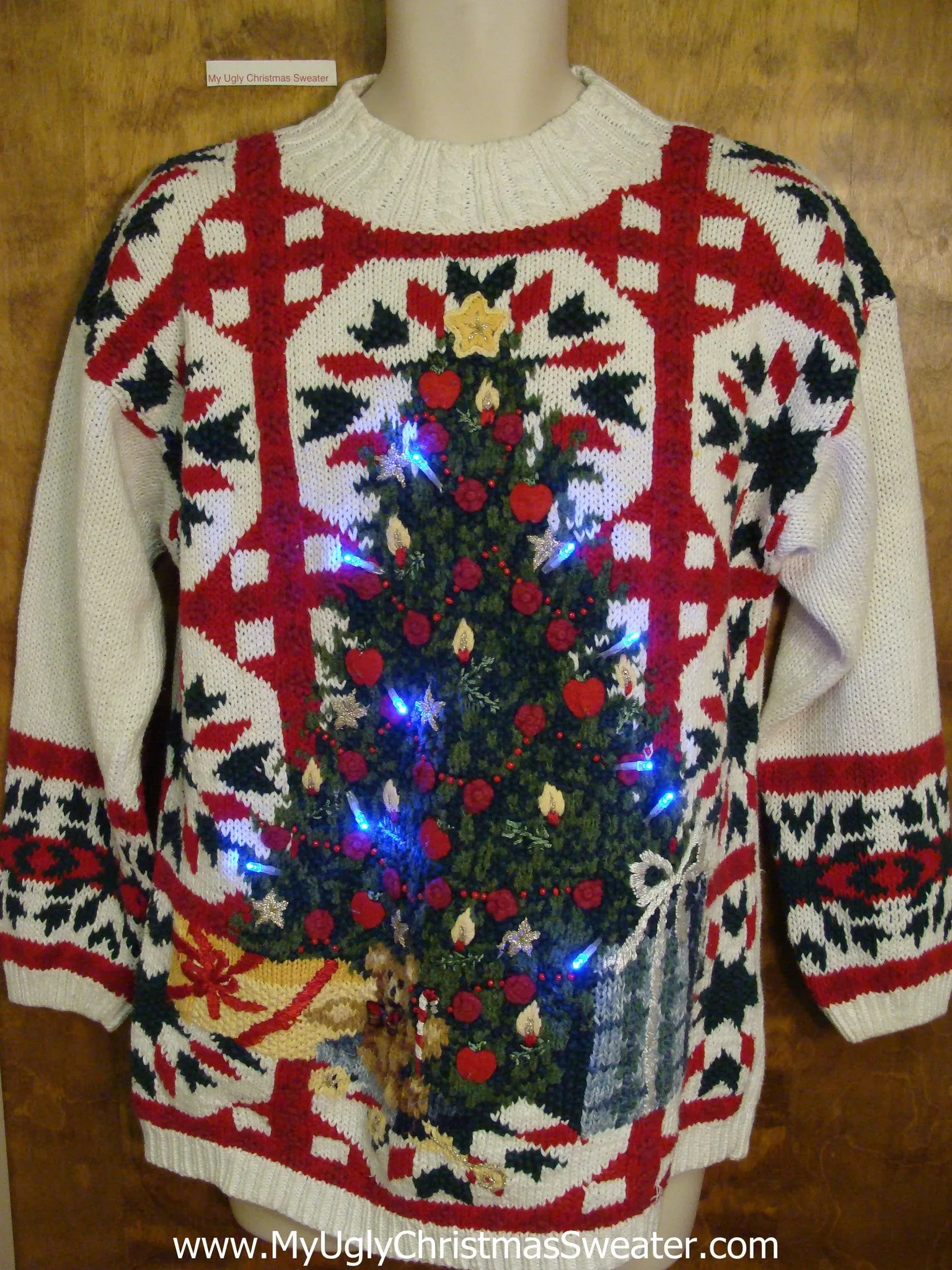 Horrible 80s Ugly Christmas Sweater with Lights