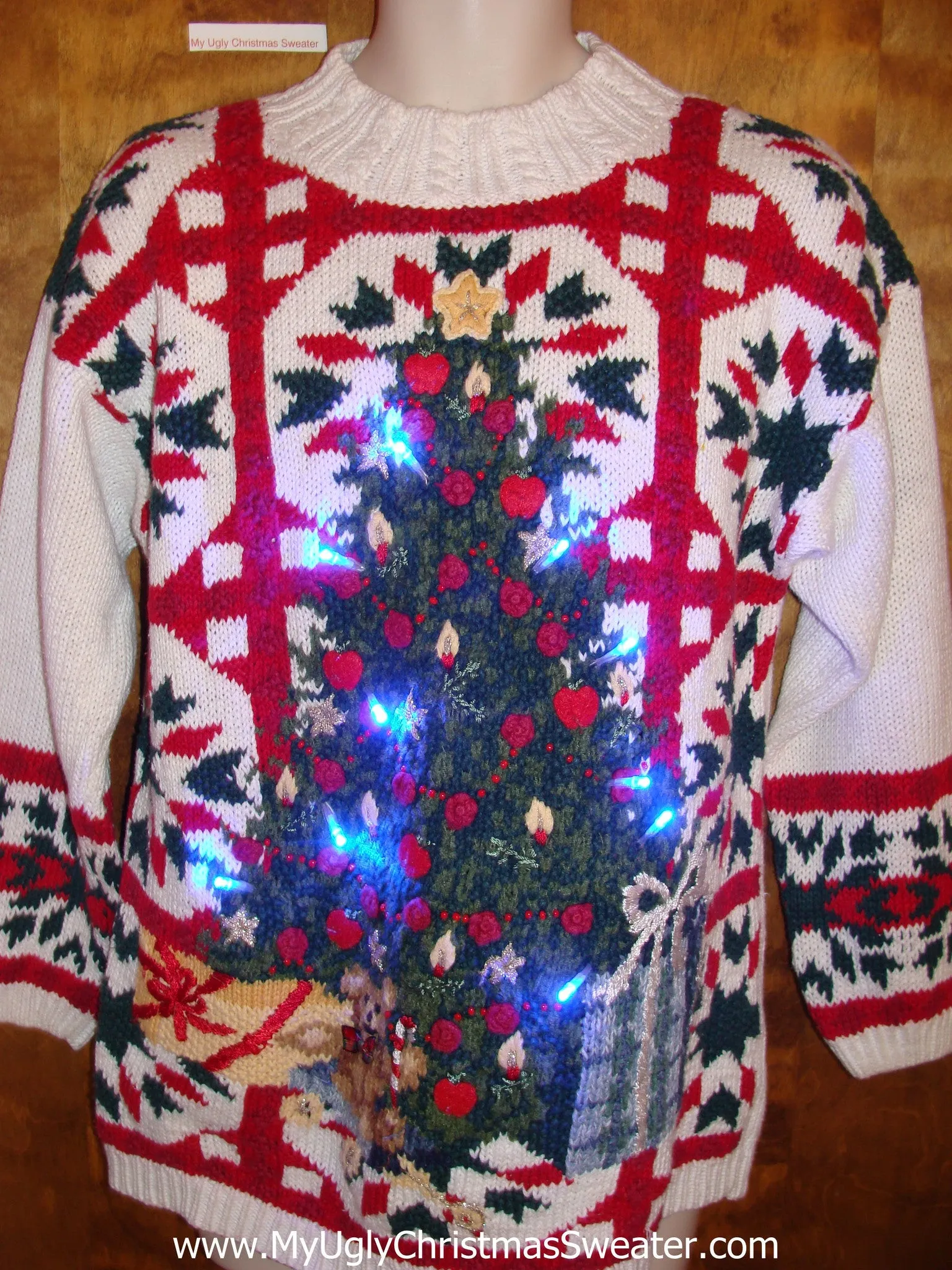 Horrible 80s Ugly Christmas Sweater with Lights