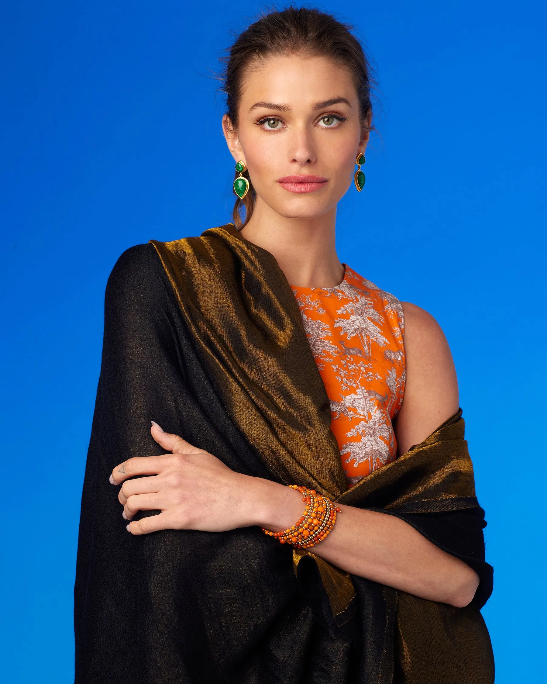 Josephine Reversible Pashmina Shawl in Bronze and Black