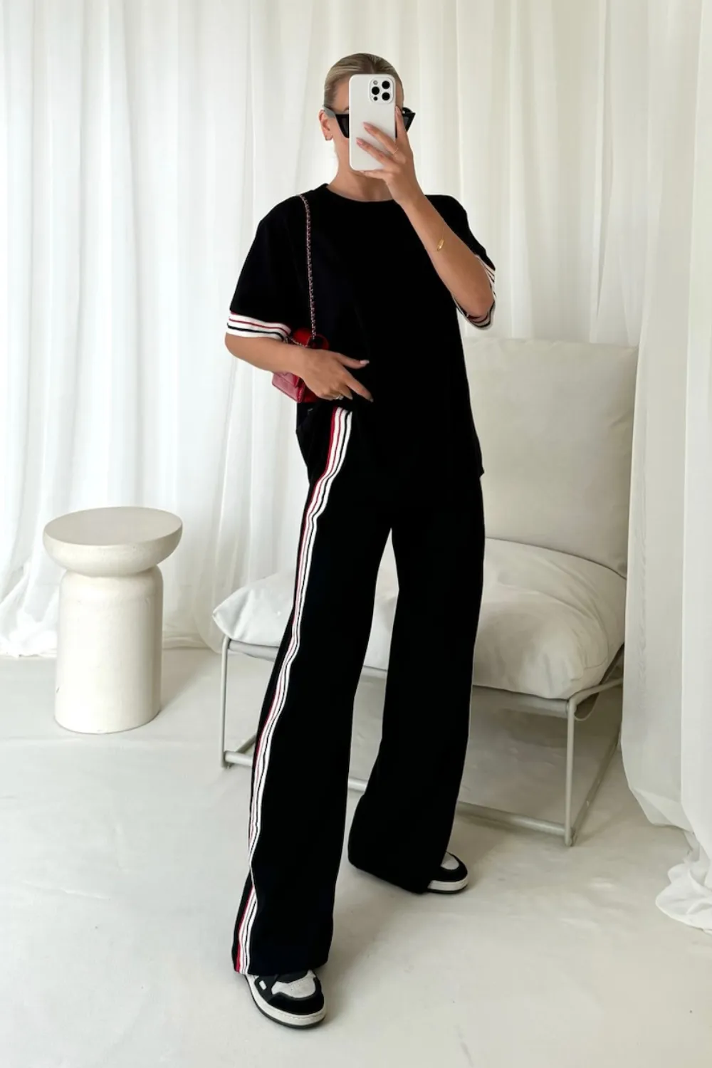 Kaia black t-shirt straight leg jogger loungewear