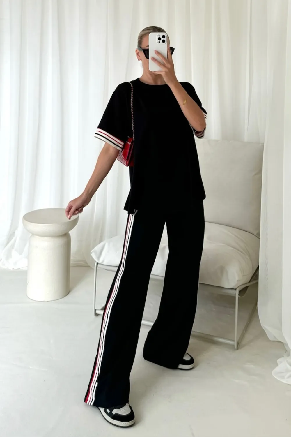 Kaia black t-shirt straight leg jogger loungewear