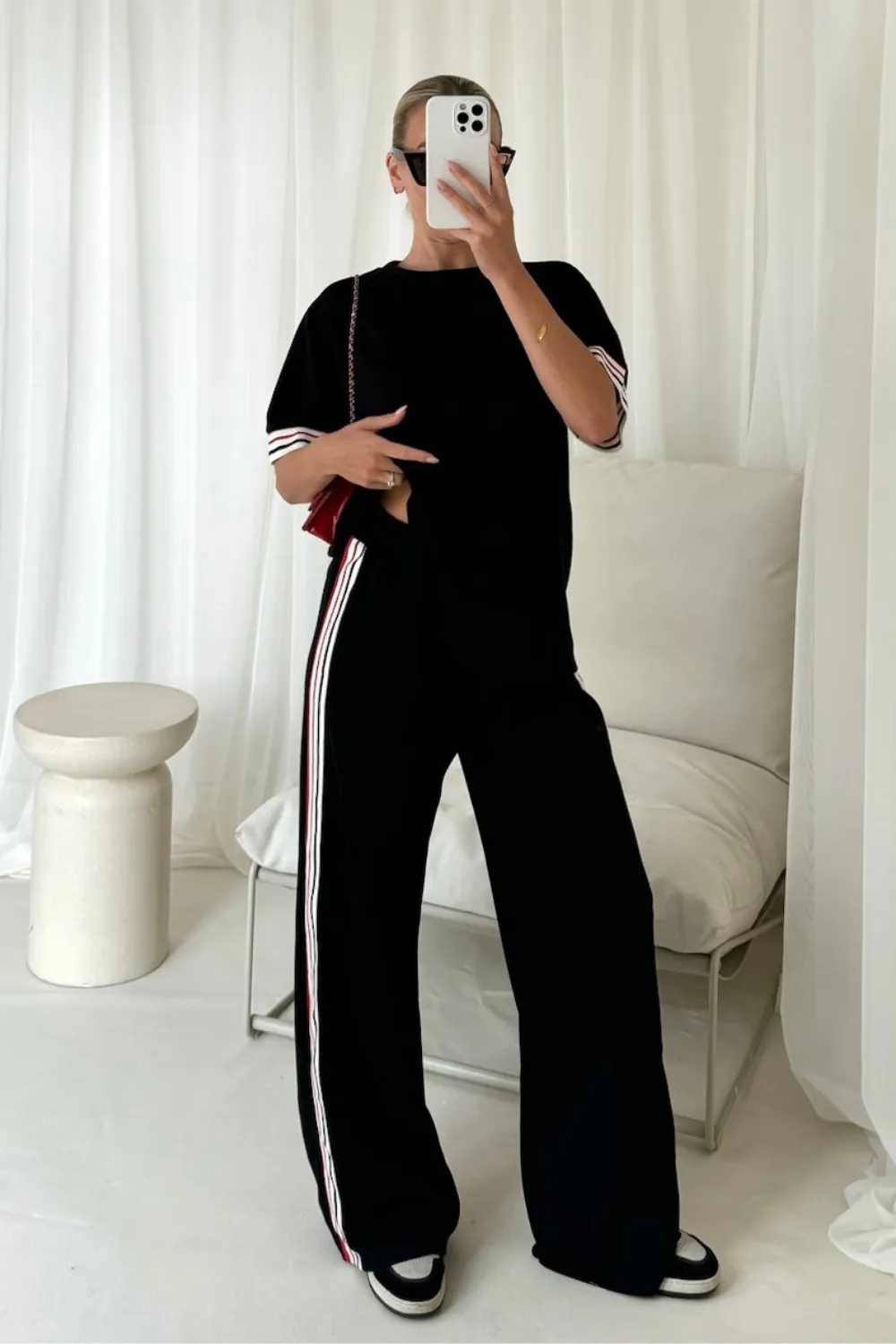 Kaia black t-shirt straight leg jogger loungewear