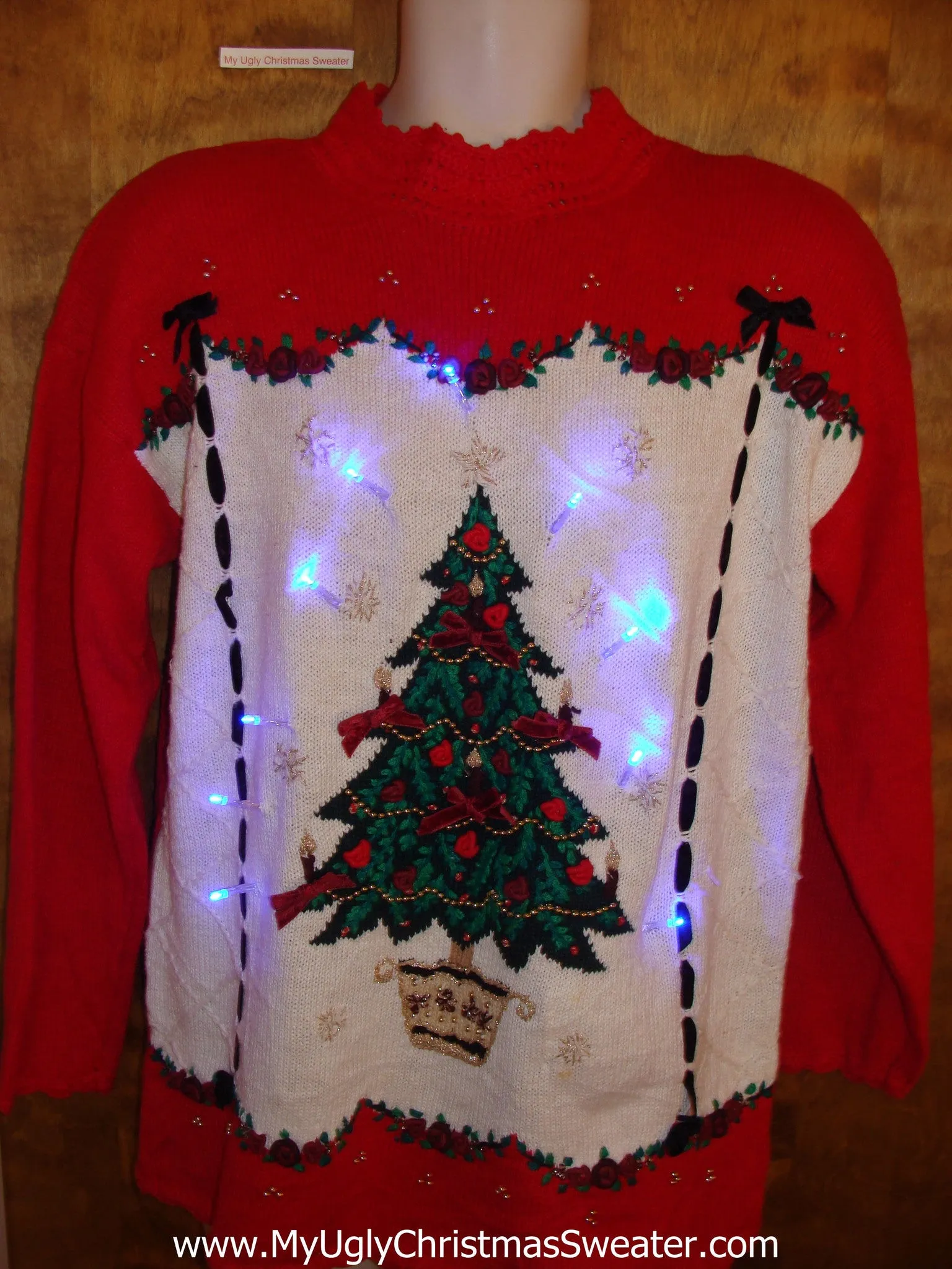 Light Up 80s Tree Cheesy Christmas Sweater