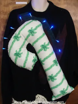 Light Up Funny Christmas Sweater Huge 3D Candy Cane Mens 3XL 