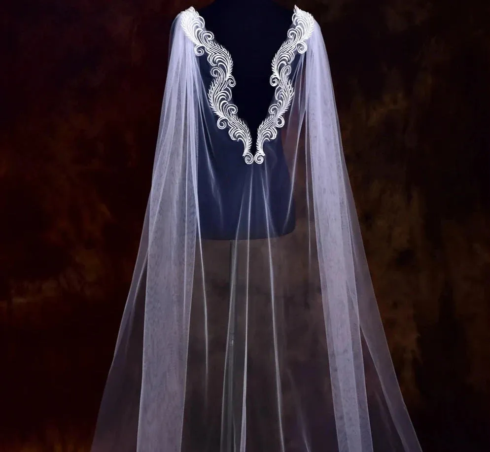 Long Bridal Veil Neck Cape Wedding Shawls Lace Veil