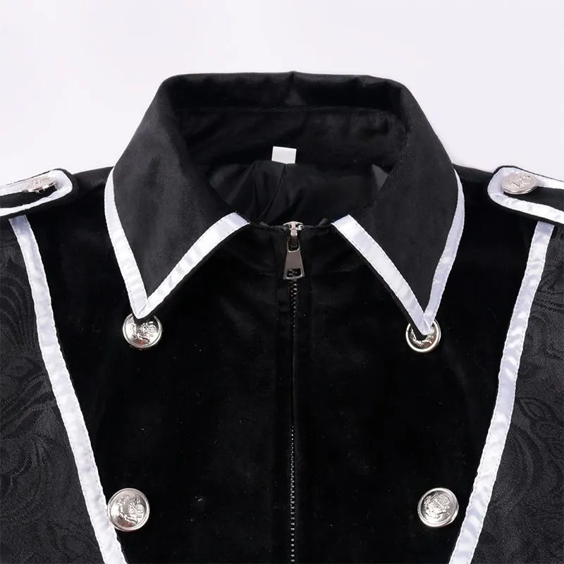 Men's Gothic Coat Vintage Black Steampunk Victorian Jacket Medieval Halloween Costume